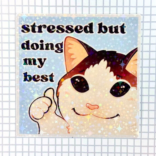 stressed cat sticker